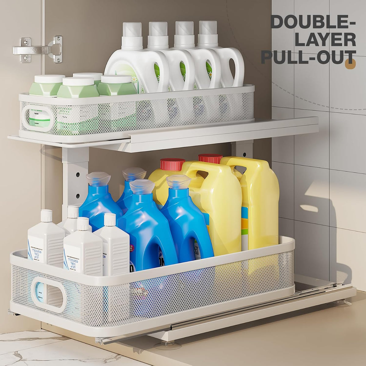 2 Pack 18.5IN-Depth Under Sink Organizer With Next-Gen Ball-Bearing Slides,2-...
