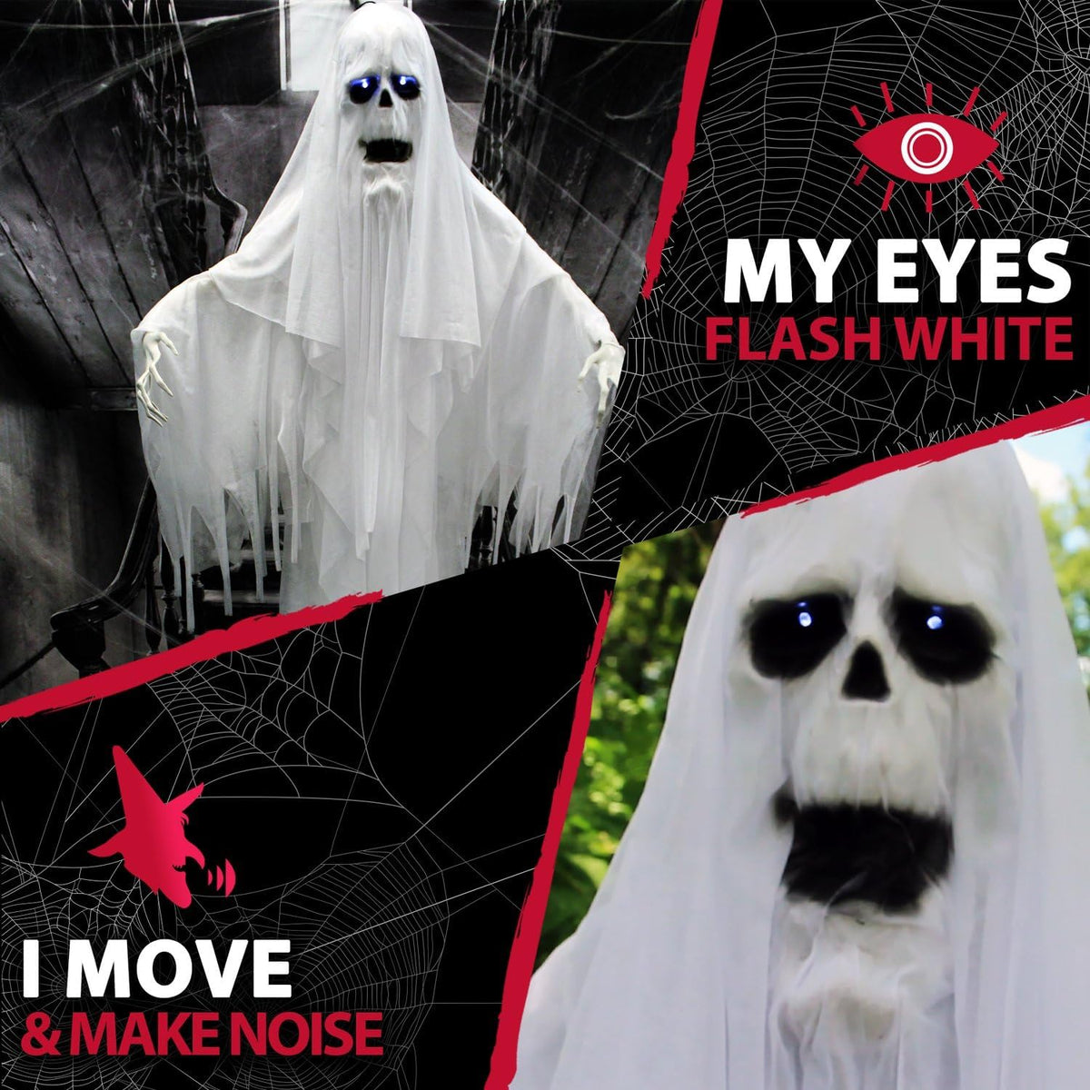 Haunted Hill Farm 6.0-Ft. Life-Size Talking Ghost Halloween Animatronic