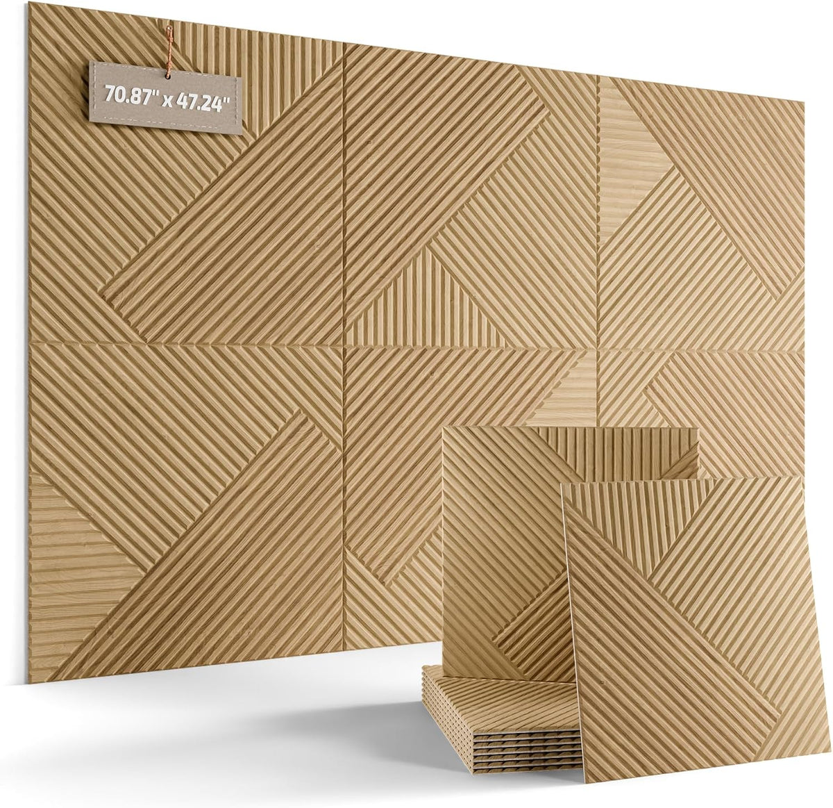 Fluxynara 6-Pack Felt Bulletin Board,Natural Oak Diamond Chevron-1