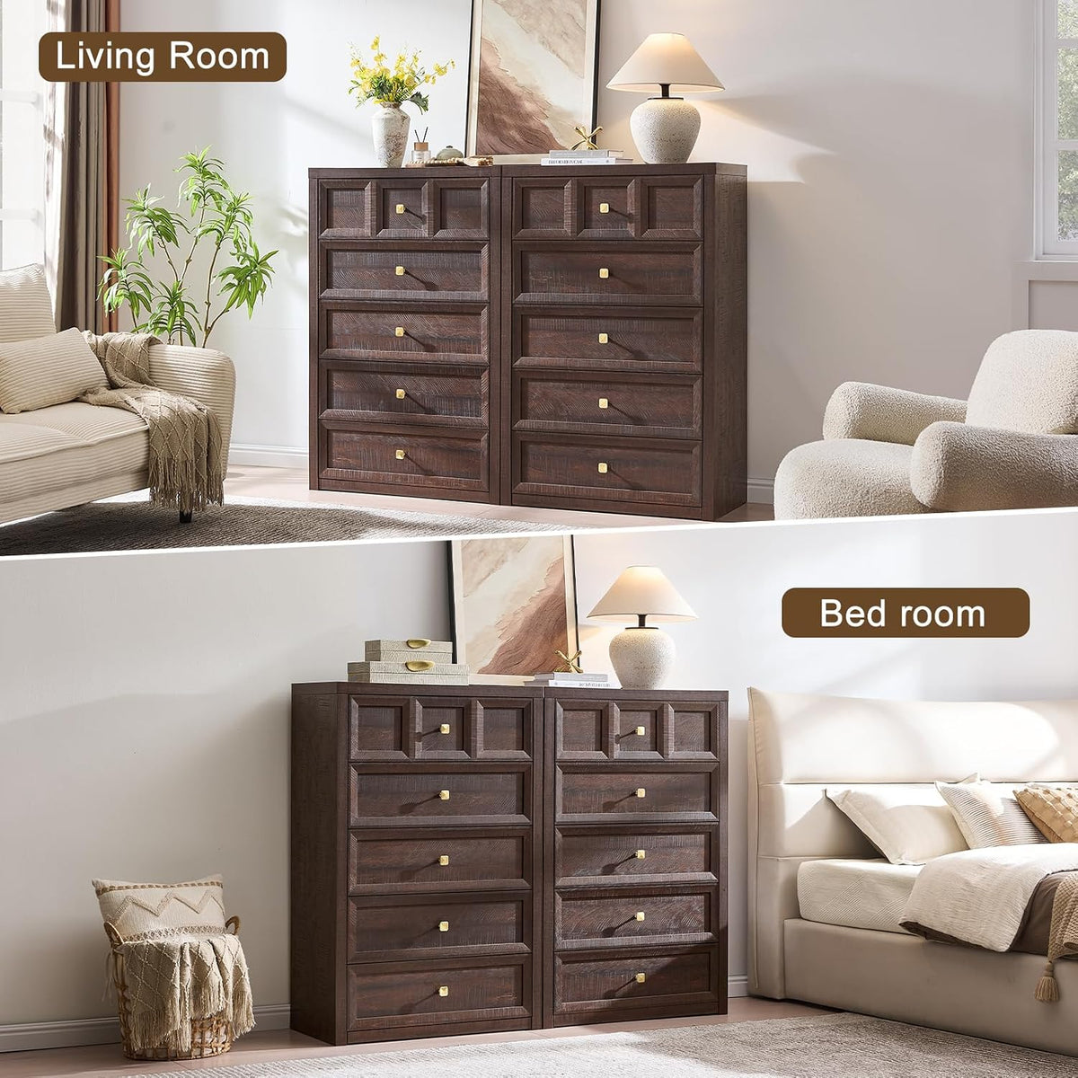 5 Drawers Dresser for Bedroom, 45.7" Tall Large Dresser & Chests of ...