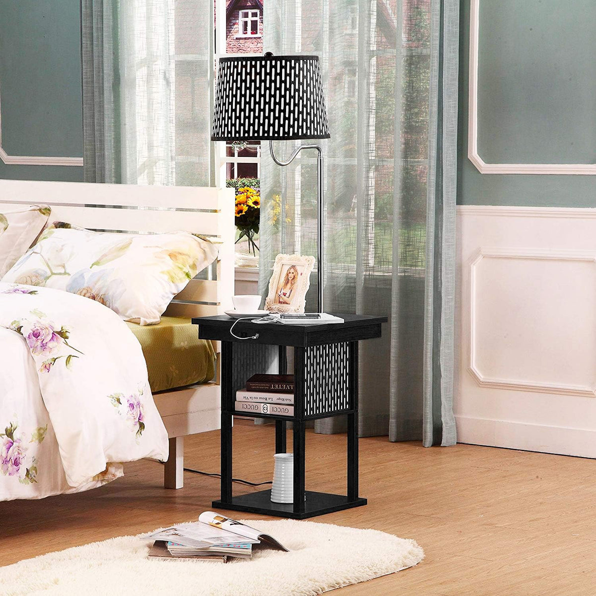 Brightech Madison Side Table with Lamp Combo with LED Bulb, Desk Lamp with US...