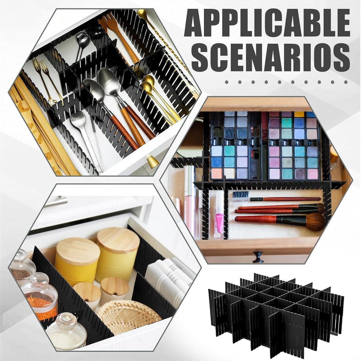Blosssound 15 Pcs 5.12 Tall Drawer Divider, Adjustable Organizer, Black