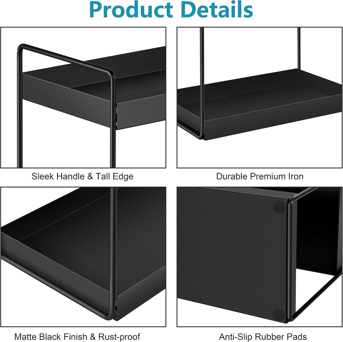 3-Tier Bathroom Countertop Organizer, Black, 12.2" L x 6.7" W x 16....