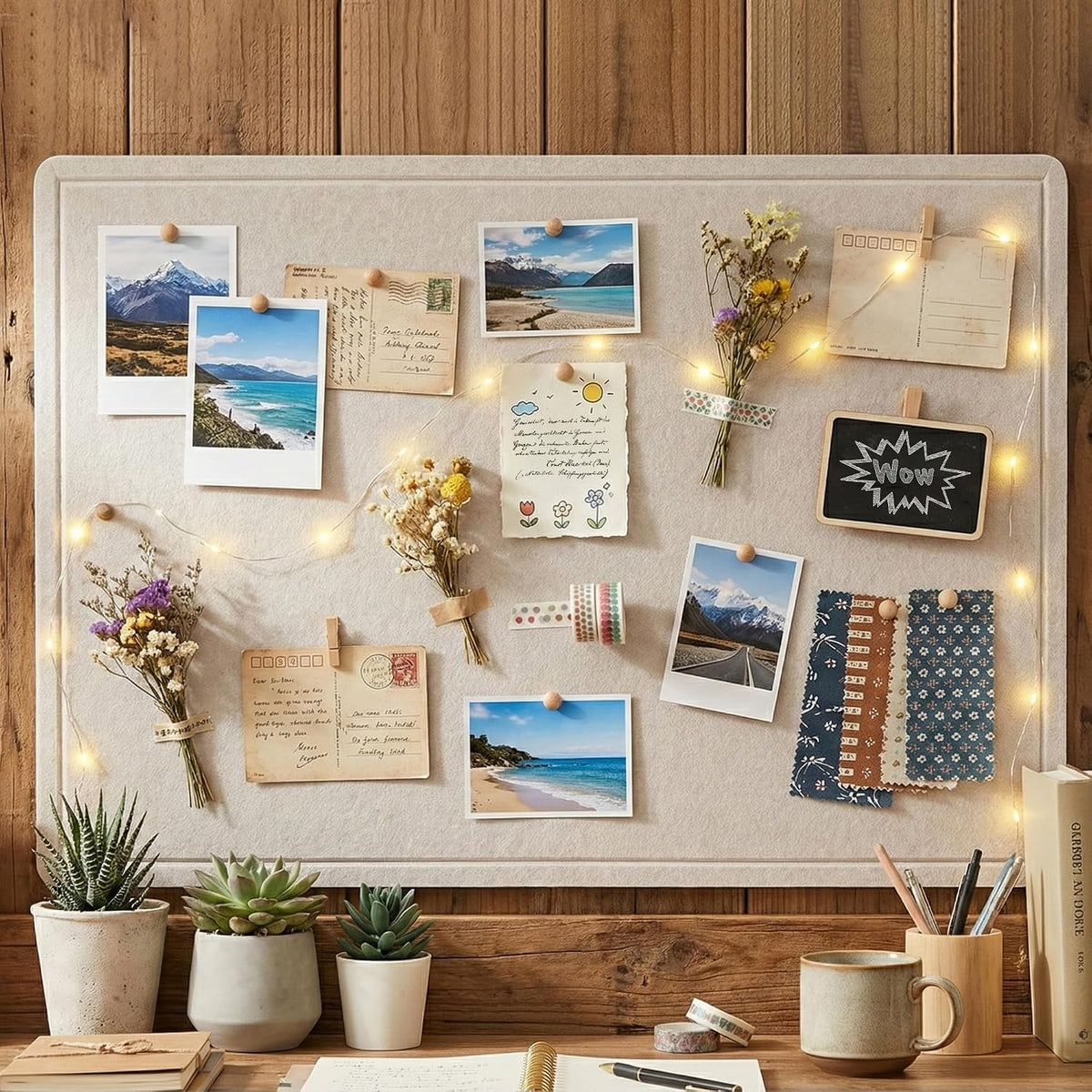 AKTOP Foldable Felt Bulletin Board for Wall, 48x36 inches, Latte