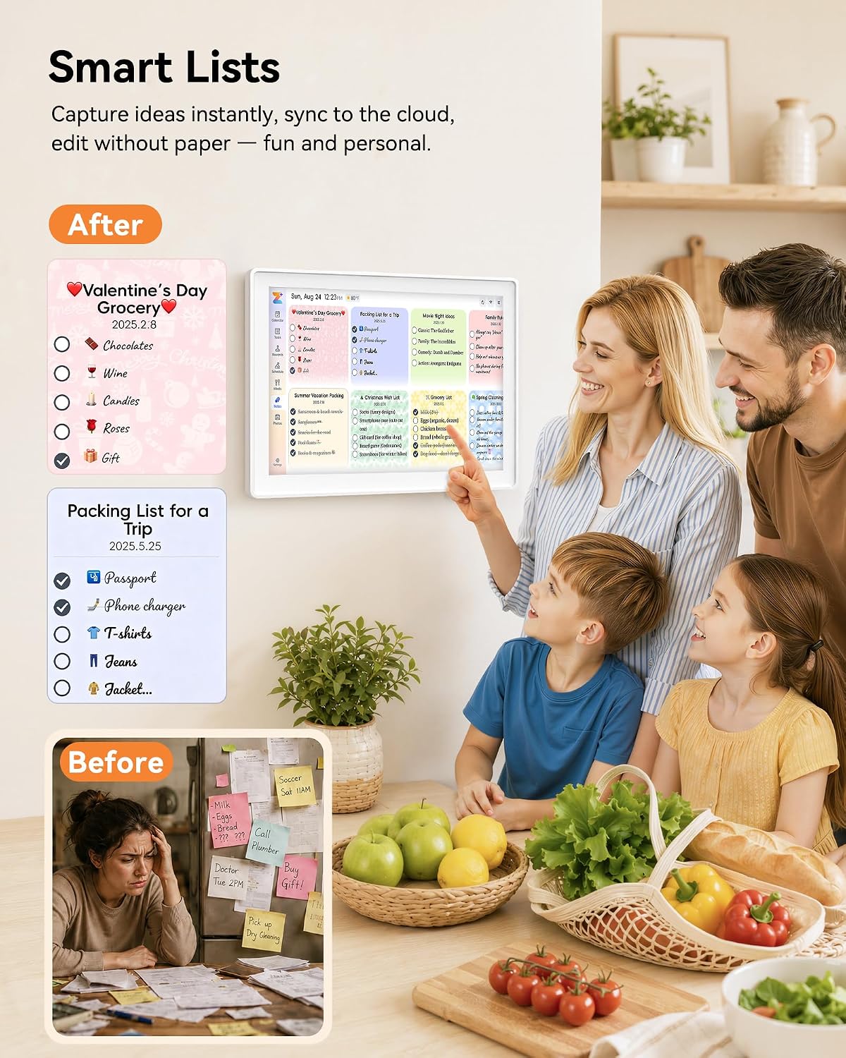 Digital Calendar,15.6-inch Digital Wall Planner & Chore Chart, Touchscree...