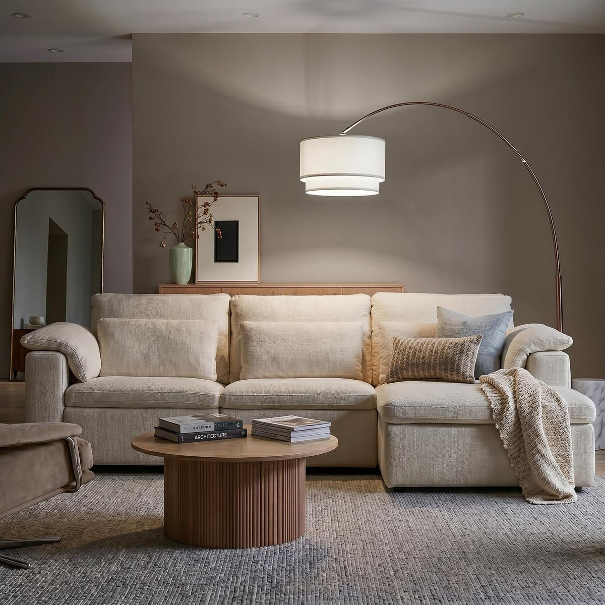Brightech Mason Arc Floor Lamp - Modern Corner Standing Lamp with Unique Hang...