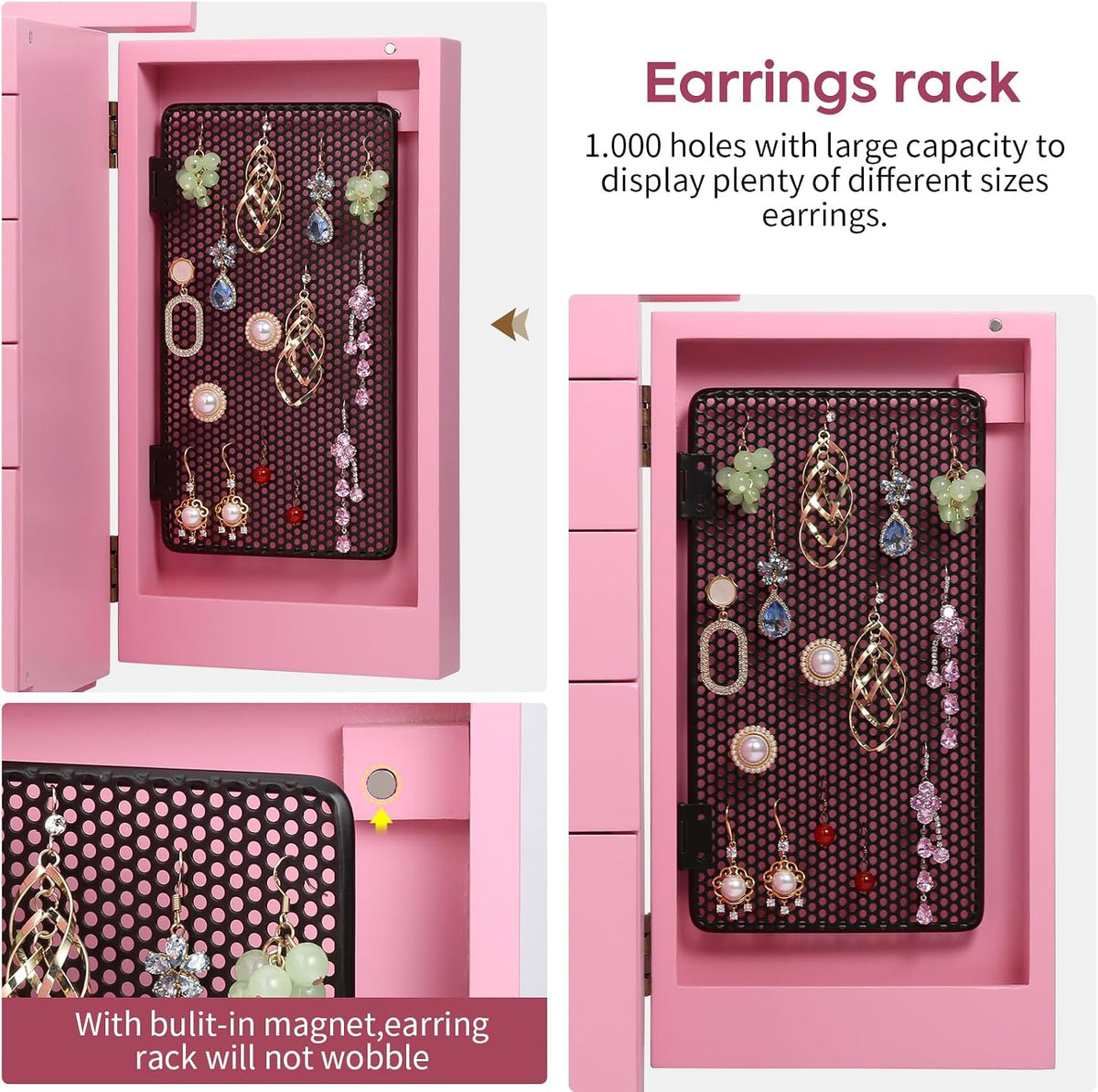Meangood Jewelry Box Jewelry Organizer, 5-Layer Wooden Jewelry Organizers and...