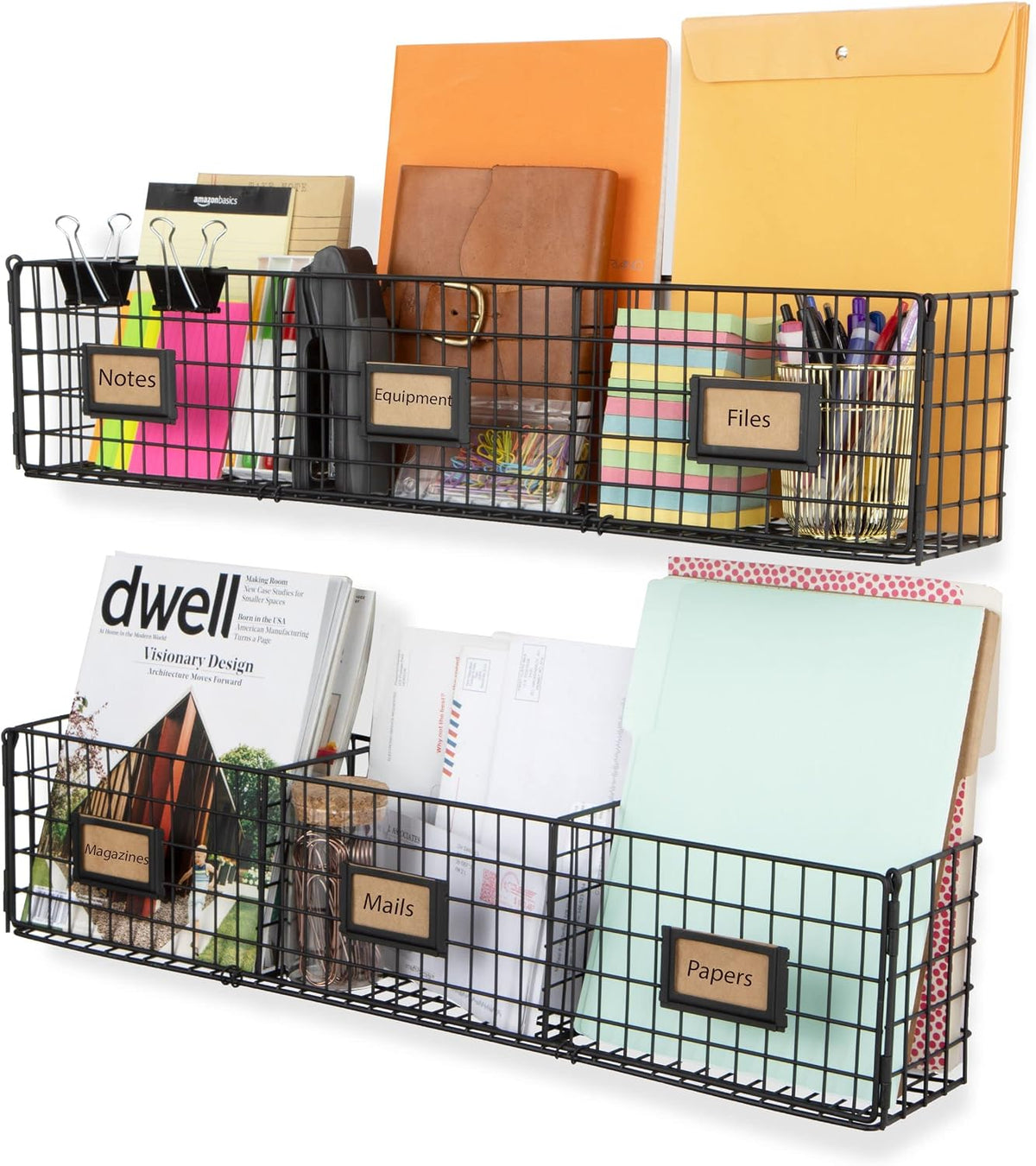 Amalfi Hanging File Folders Office Desk Organizer Wall Mount Wire Basket Stor...