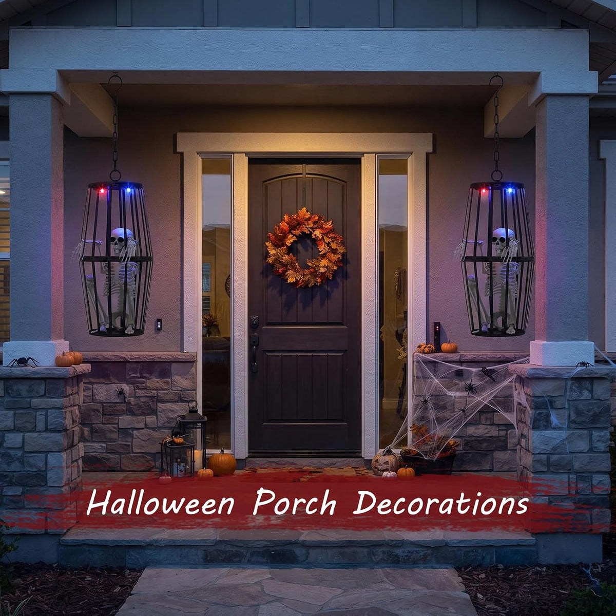 23” Scary Solar Hanging Skeleton Ghost Halloween Decorations Outdoor