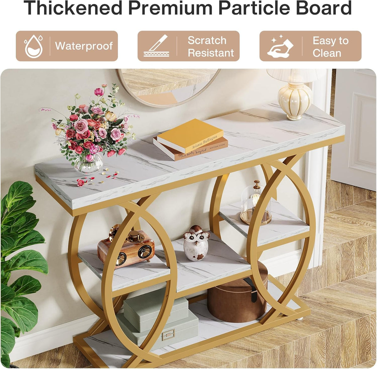 Tribesigns 39.4" Console Table, Sofa Table, Accent Tables, White Gold
