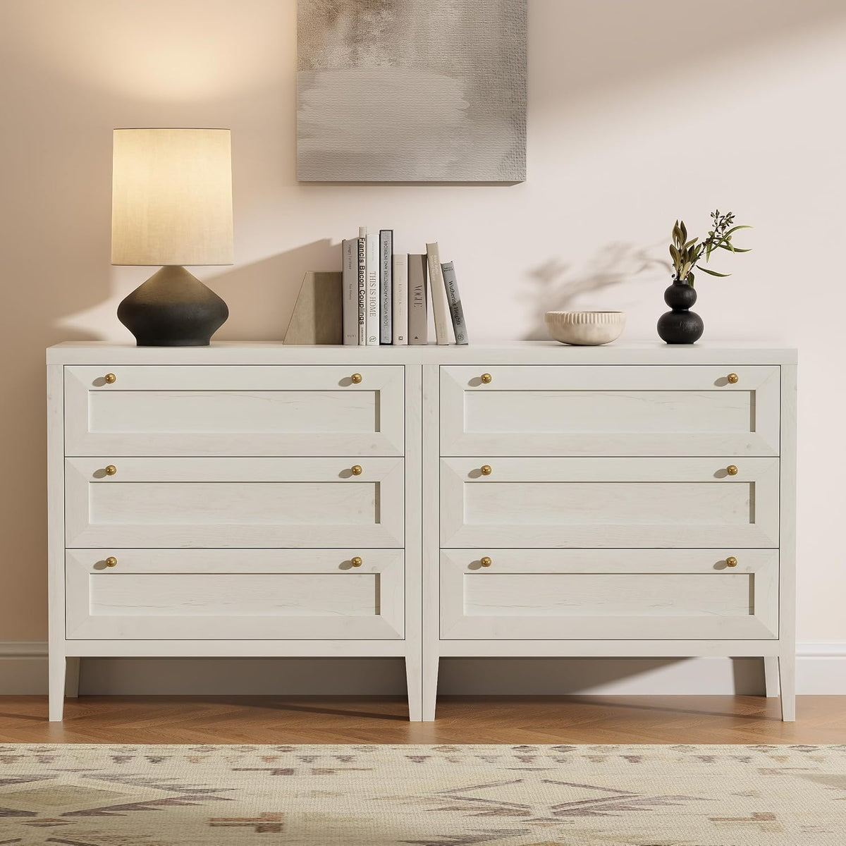 Dresser for Bedroom with 3 Drawers, Farmhouse Closet Storage Organizer with G...