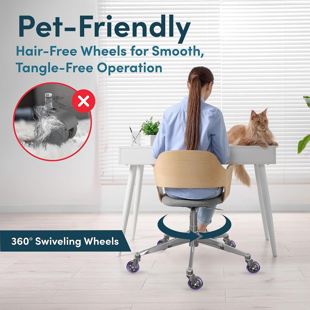 Lifelong Office Chair Wheels Replacement, Heavy Duty, Purple, 5-Pack
