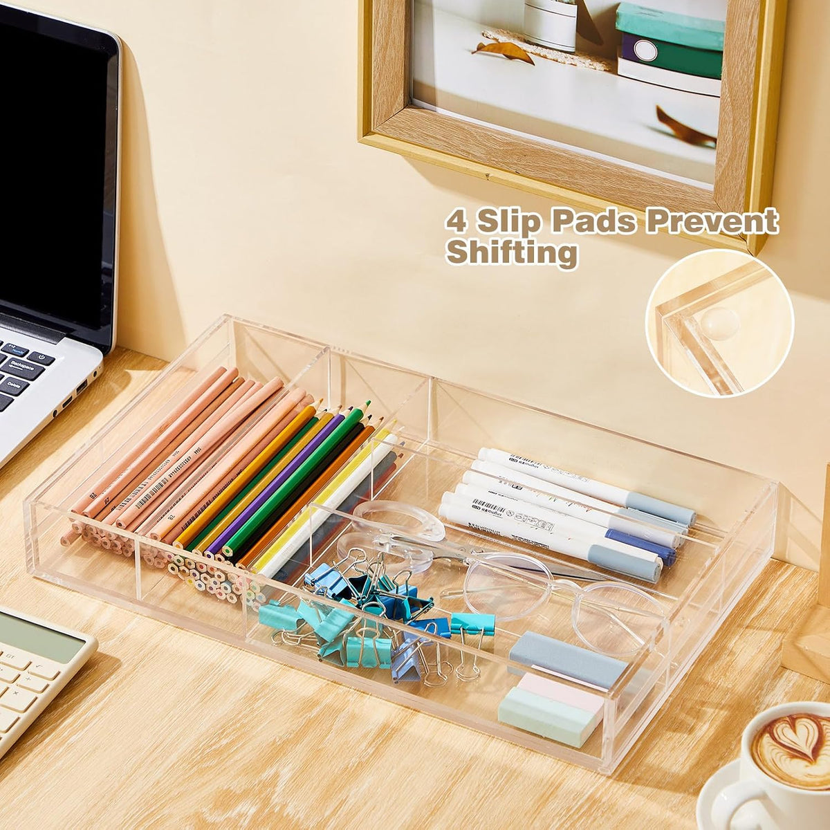 Briwooody Clear Acrylic Drawer Organizer Expandable,7 Compartments,Large
