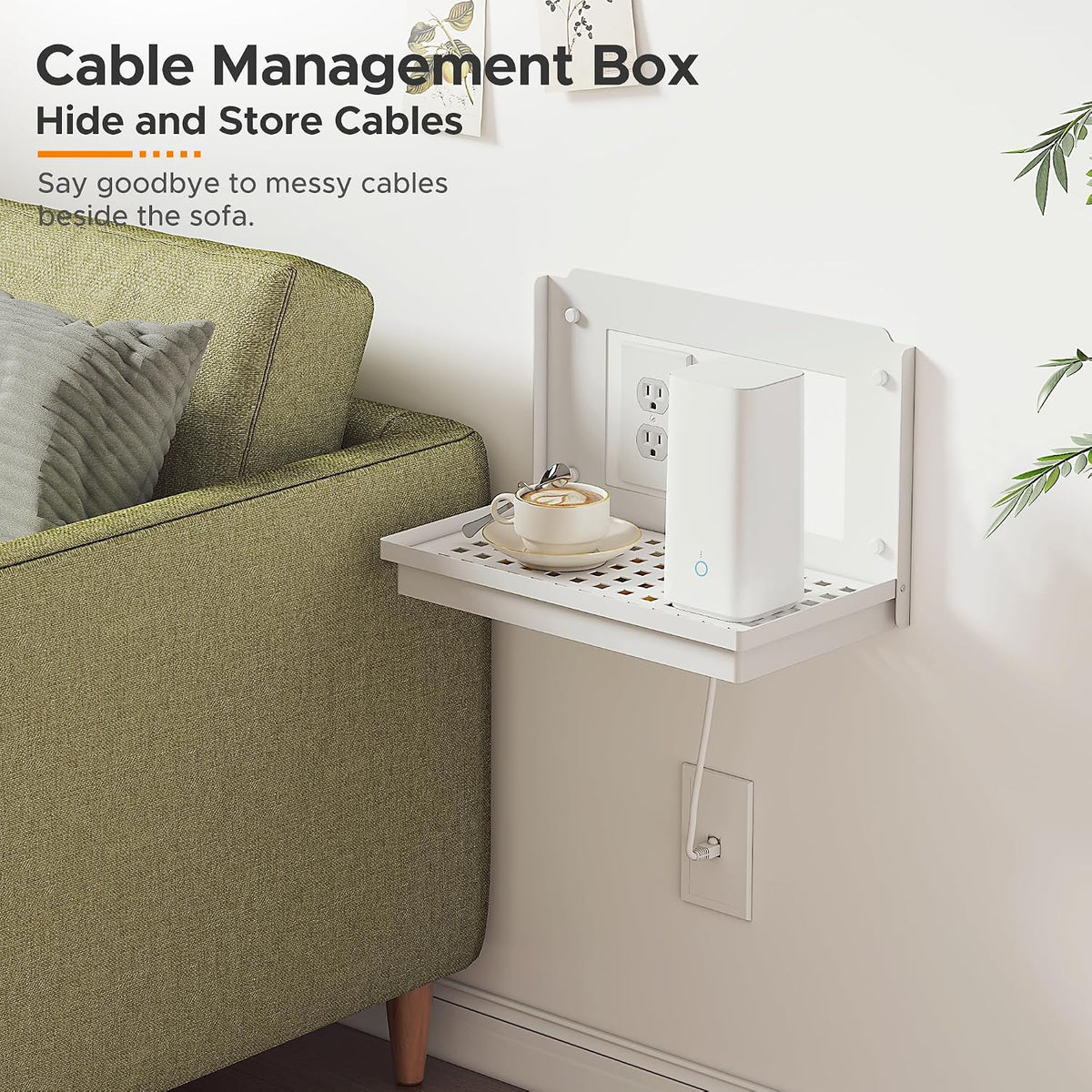 VICSKY 14-inch Wall Mount Router and Modem Shelf with Cable Management
