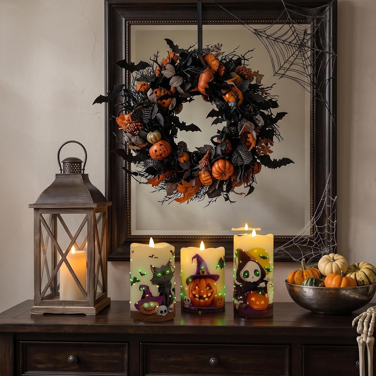 Halloween Flameless Candles, Battery Operated Candles with Remote