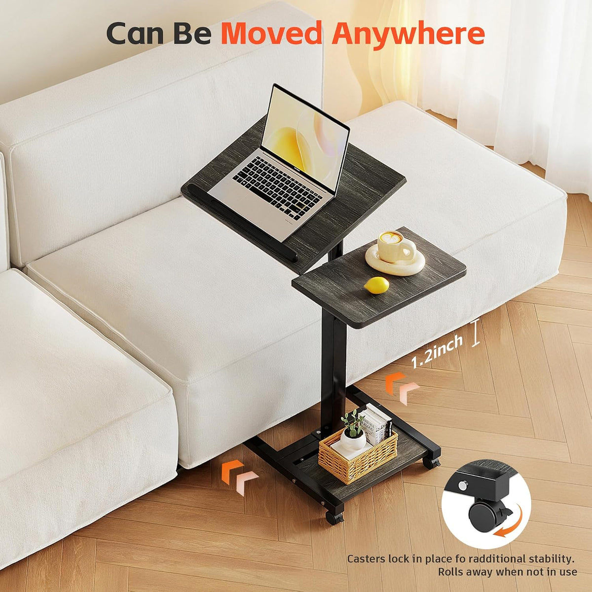 Laptop Desk Stand for Bed Portable Desk Overbed Bedside Mobile Laptop Table R...