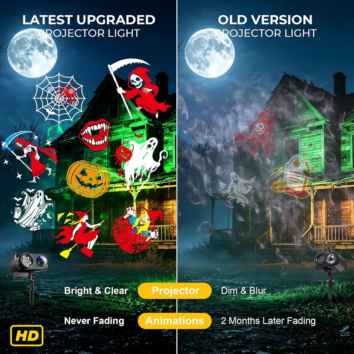 2026 Halloween Projector Lights,15W HD Holiday Light for Christmas Gift