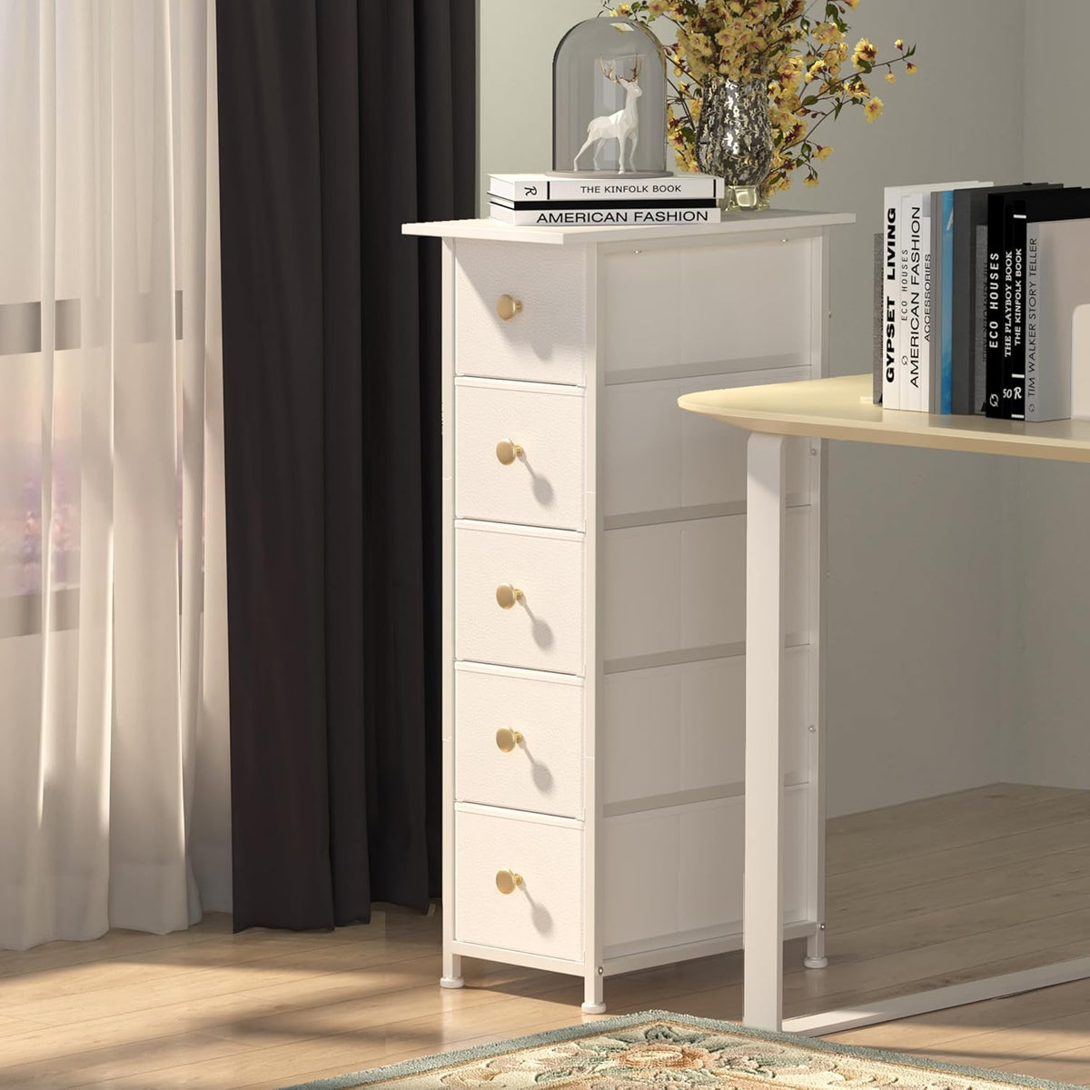 GiftGo Narrow Dresser Cabinet Vertical Slim Dresser Chest of Drawers Skinny S...