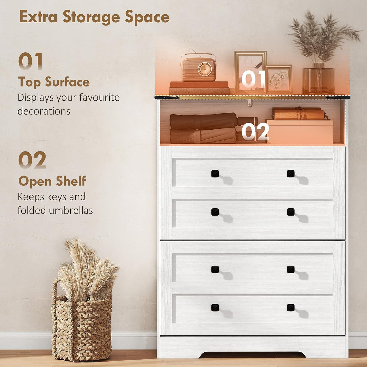 HOMCOM Shoe Cabinet with 2 Flip Drawers, Narrow, Adjustable Shelves, White
