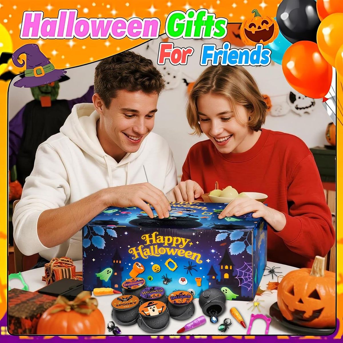 288PCS Halloween Party Favors, 24 Mini Cauldron Sets for Trick or Treat