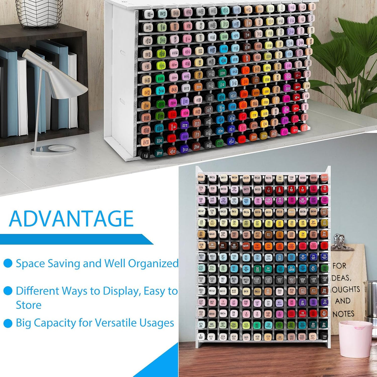Marker Organizer for Desk,180 Slots Marker Storage with Divider