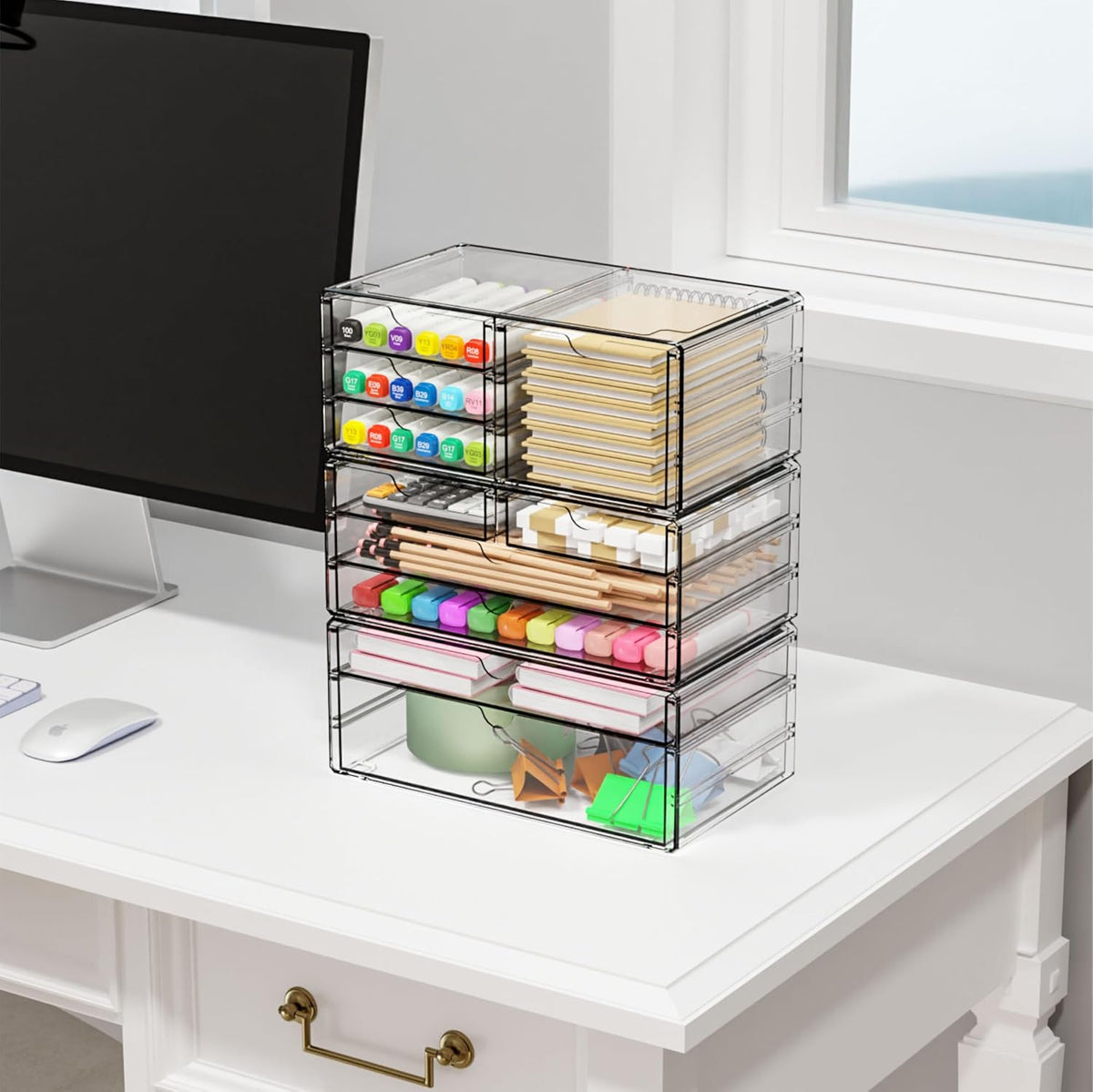 Yieach 3 Pack Clear Storage Drawers With 10 Drawers,Stackable 11.1” Large Acr...