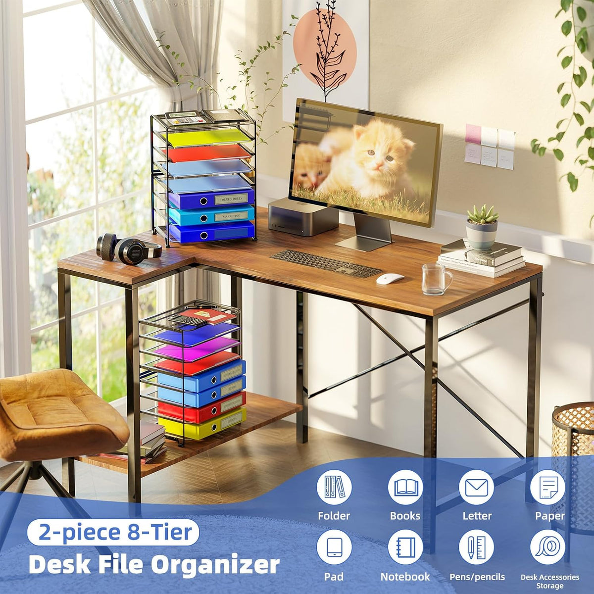 Simple Trending 2 Pack 8 Tier Letter Tray Paper - Mesh Desk File Organizer fo...