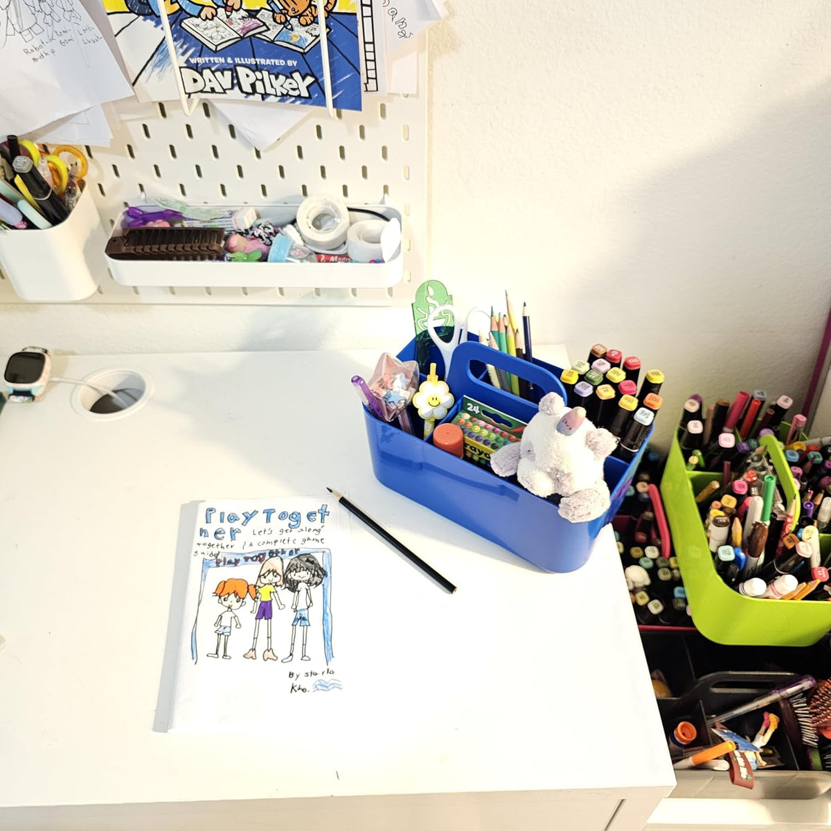 Small Stackable Plastic Caddy with Handle 6 Compartment | Desk, Makeup, Dorm ...