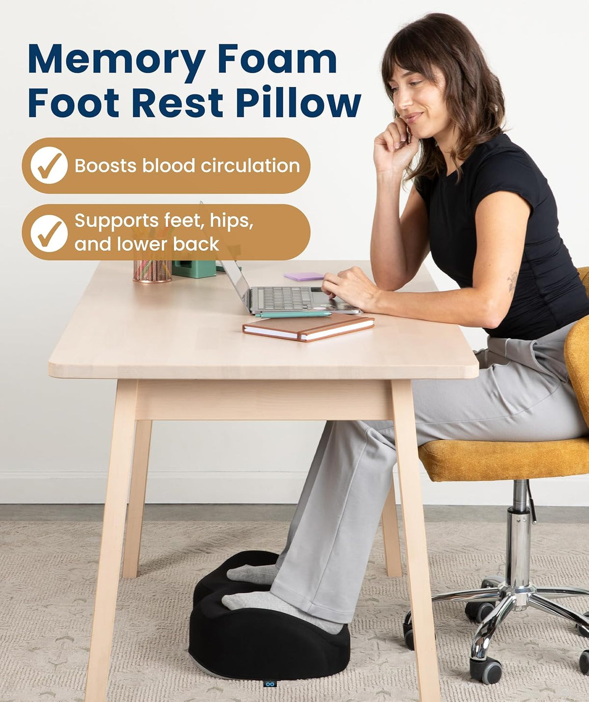 Everlasting Comfort Foot Rest for Under Desk at Work - Memory Foam Office Foo...