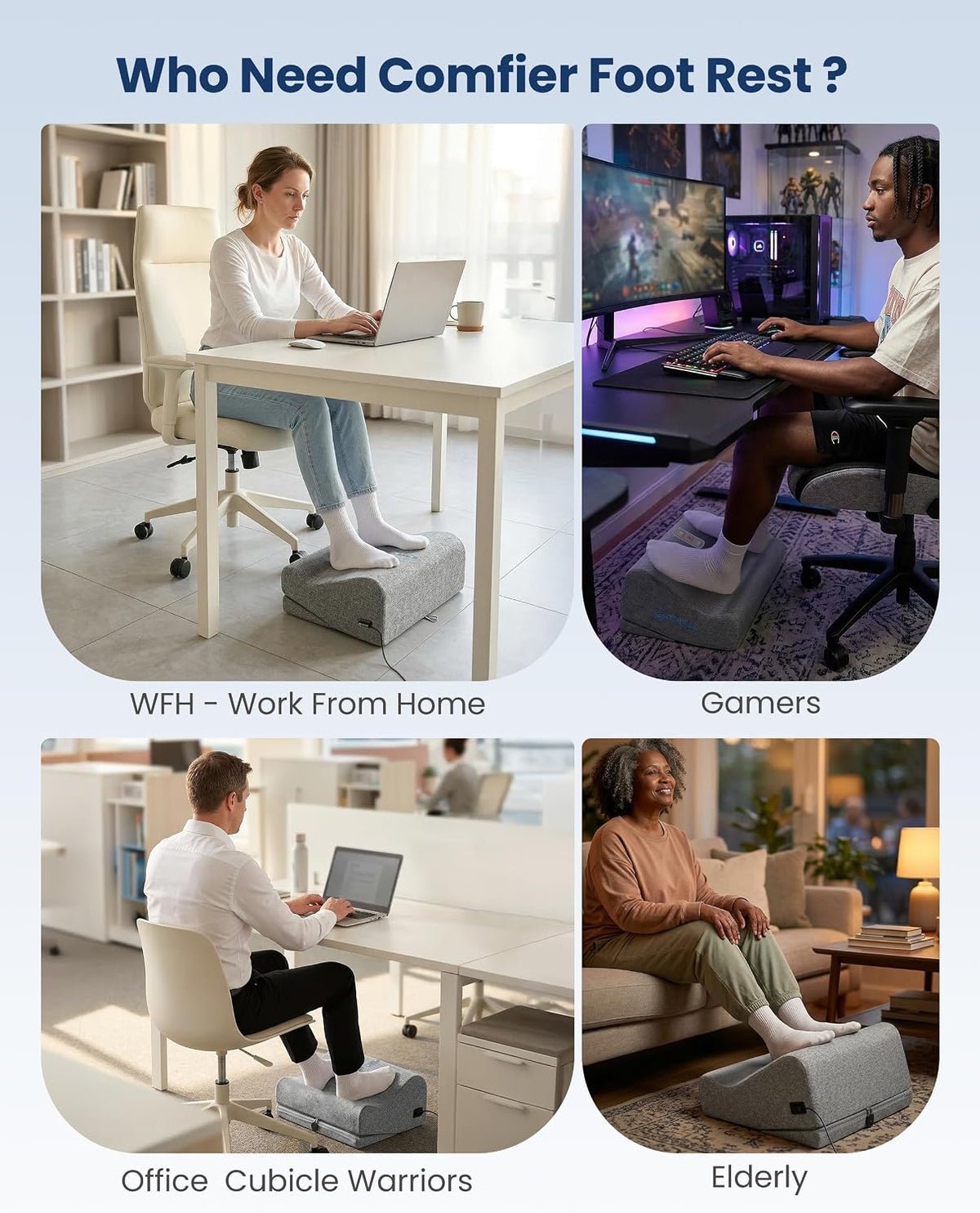2026 Upgrade Under Desk Foot Rest at Work with Graphene Fast Heat Cloth