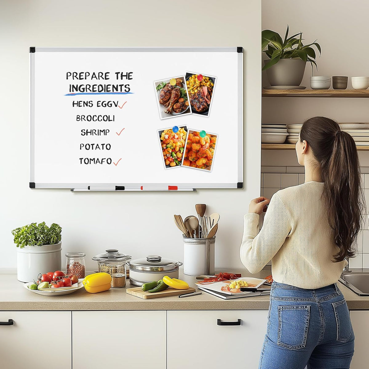 OLIXIS 24" x 48" Magnetic White Board, Dry Erase Board for Wall, Wh...