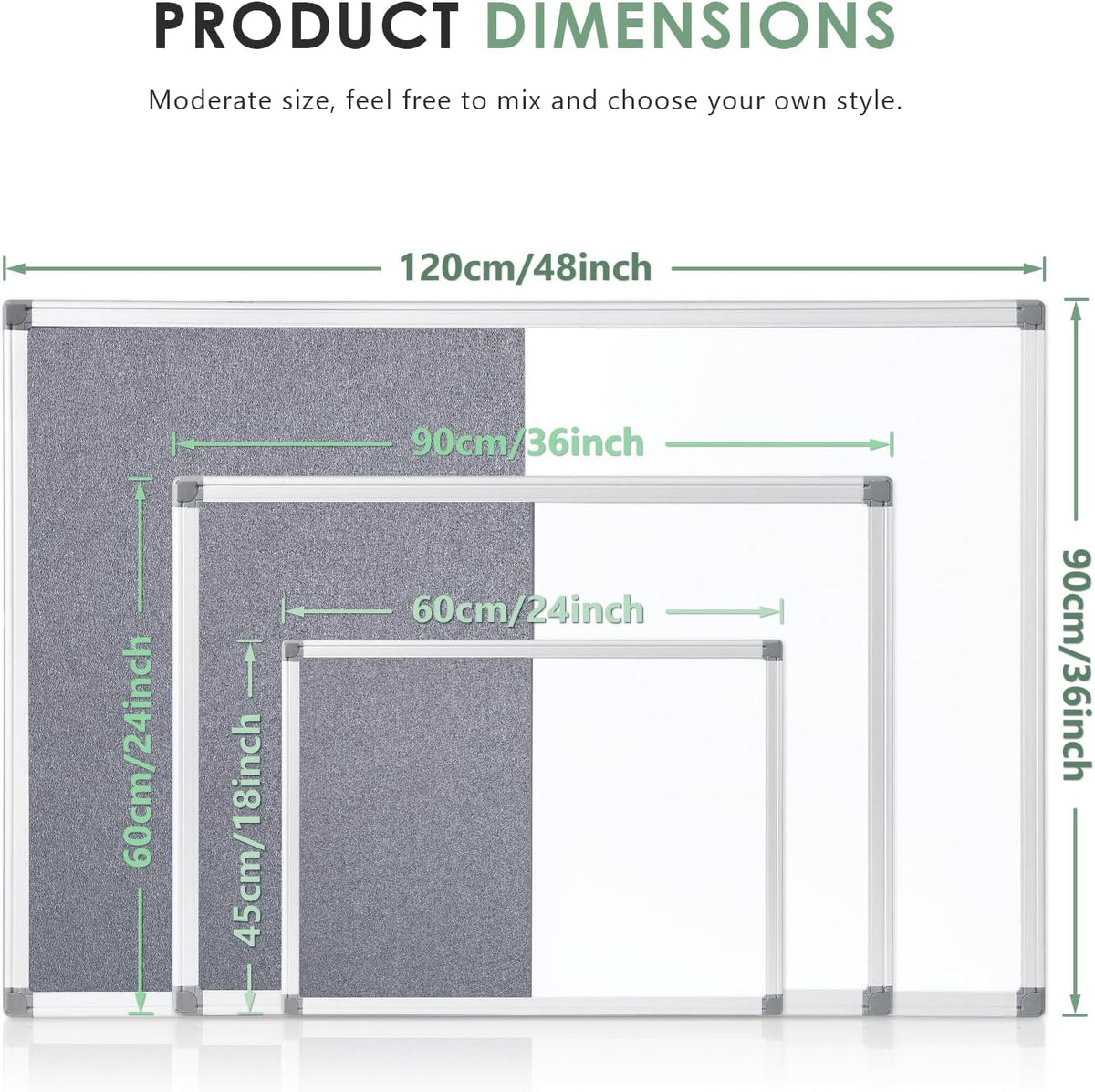 SWANCROWN Bulletin Board White Board Combo, 24 x 18 in, Aluminum Frame