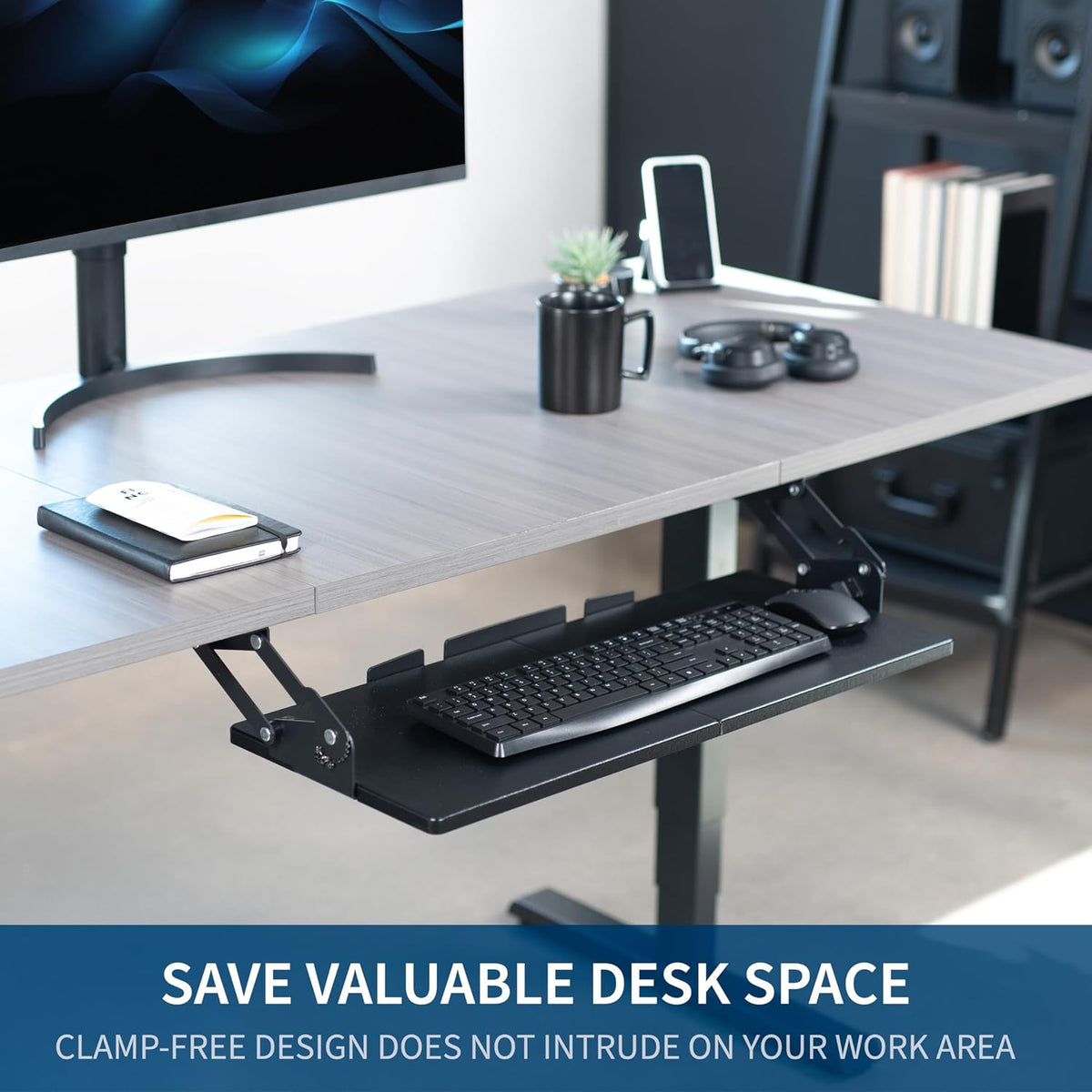 VIVO Black Under Desk 27 x 11 in Adjustable Keyboard Tray, MOUNT-KB08S