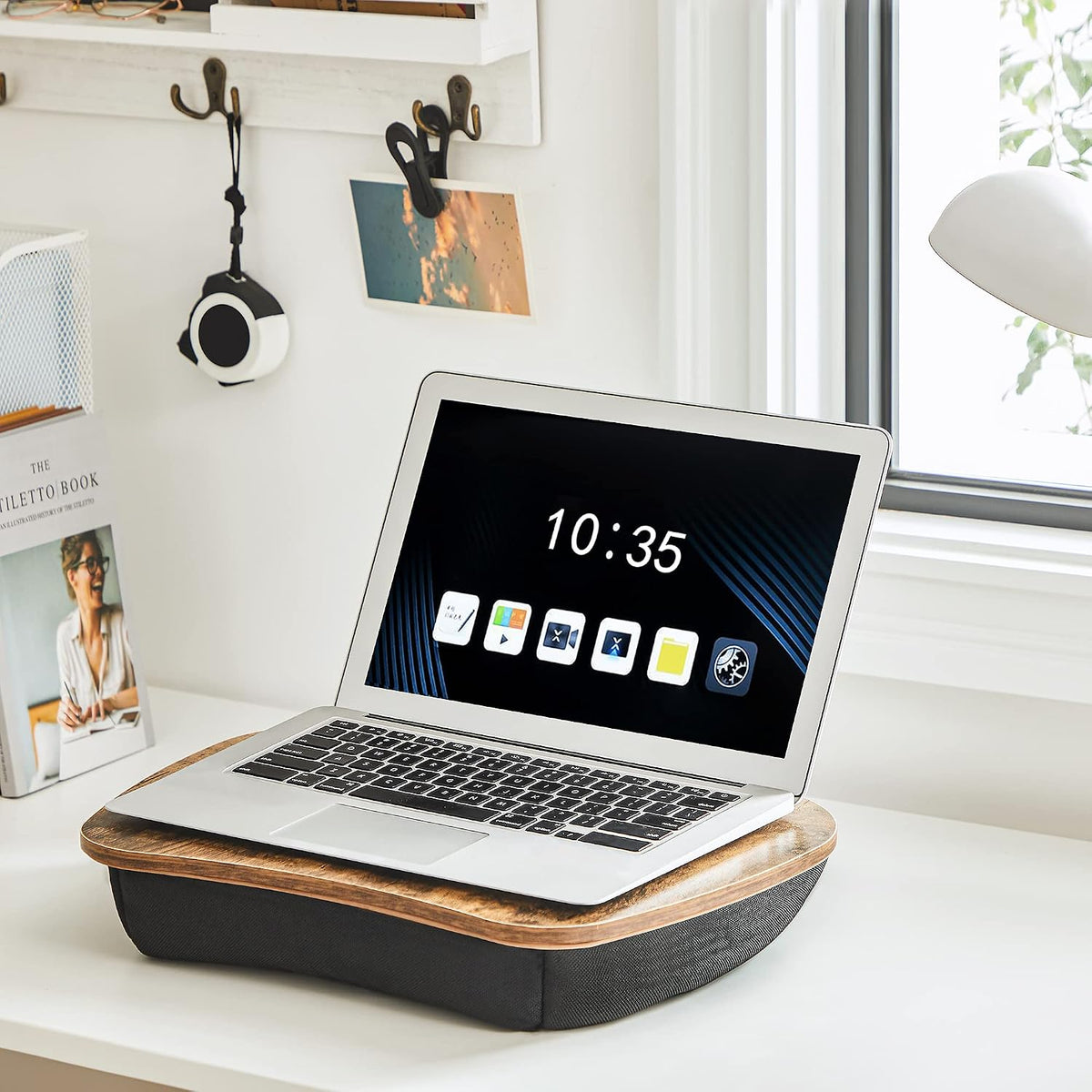 SONGMICS Lap Desk, Bed Tray, Laptop Table with Carry Handle, Cushion