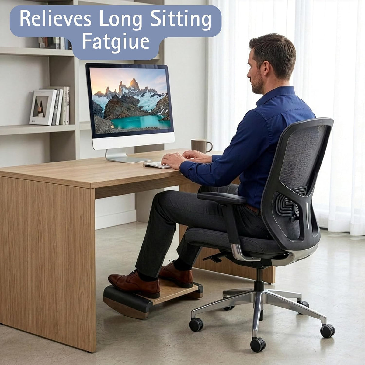Tiel Ergonomic Wooden Foot Rest for Under Desk