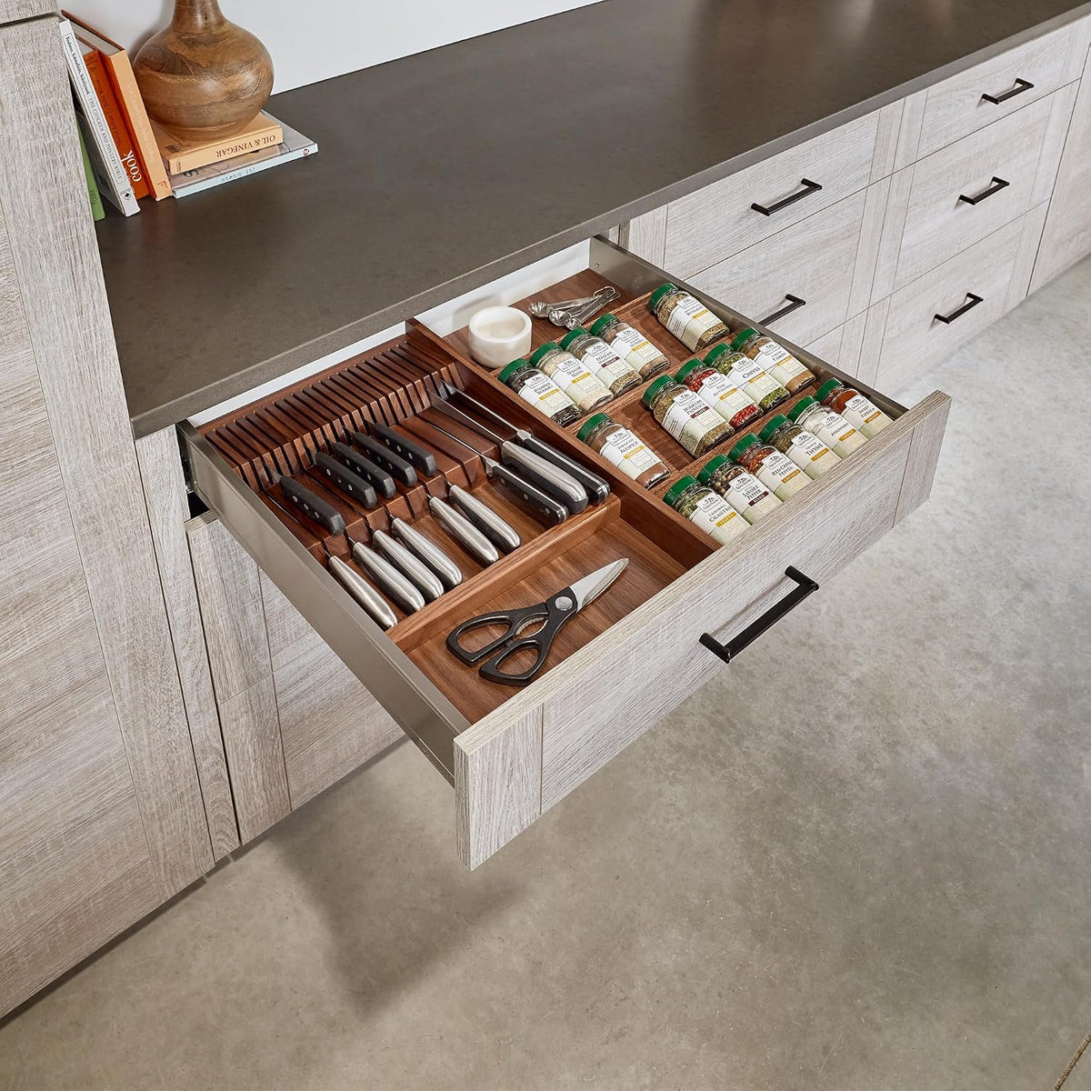 Rev-A-Shelf Trim-to-Custom-Fit Knife Block Drawer Insert Divider Organizer
