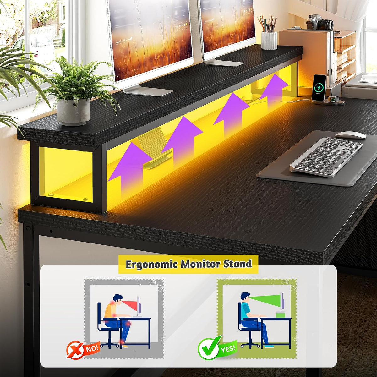 DurayLoly 57" Office Desk with Drawers & Printer Space for Home Work...