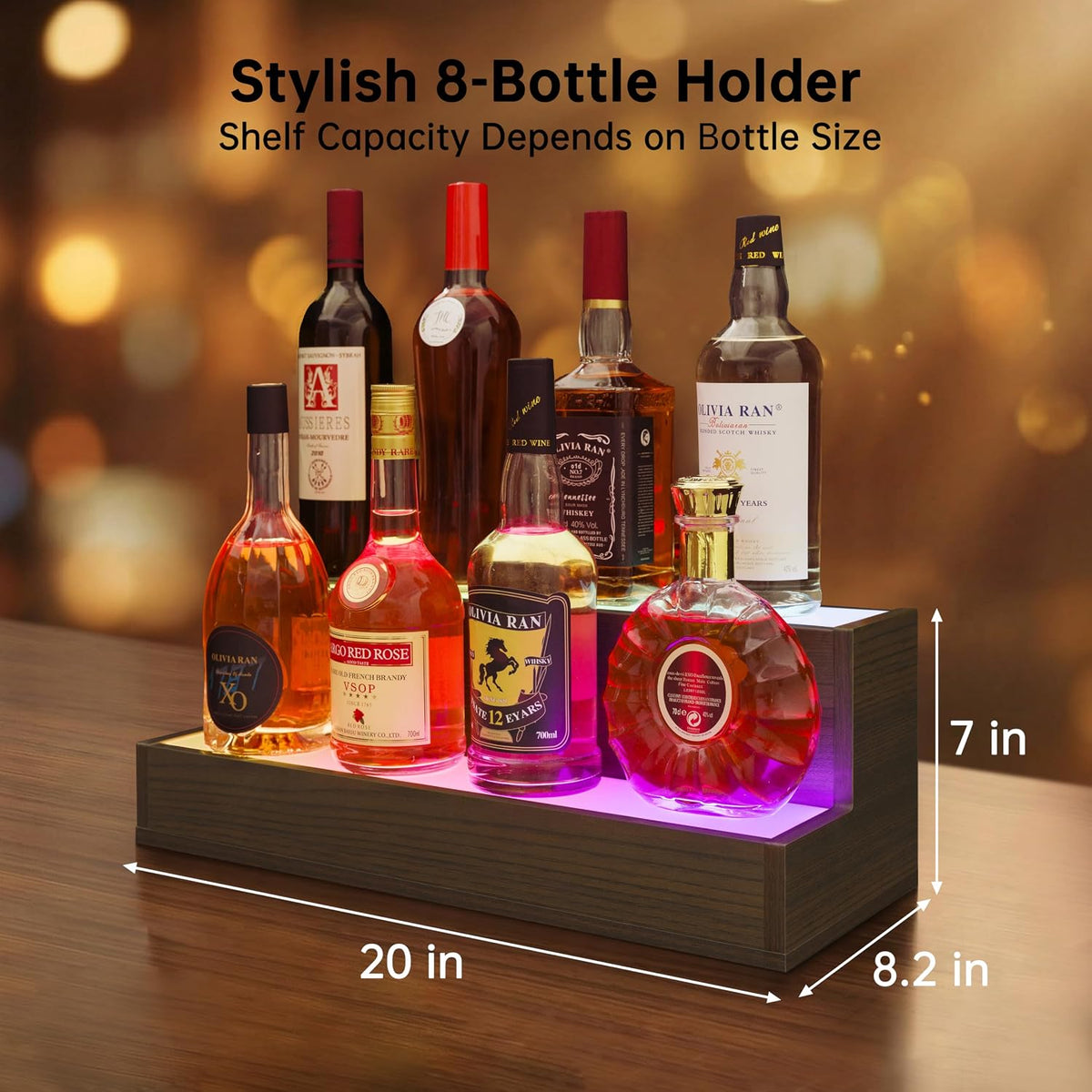 Cubehom Wine Rack LED Liquor Bottle Display Shelf for Home Bar Stand Decor