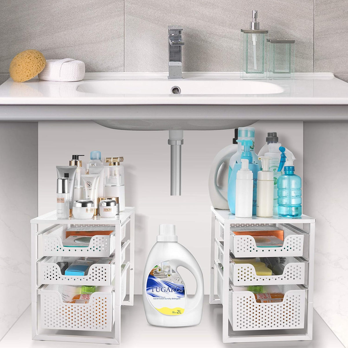 Simple Trending Under Sink Organizer 3-Tier with Sliding Storage Drawer