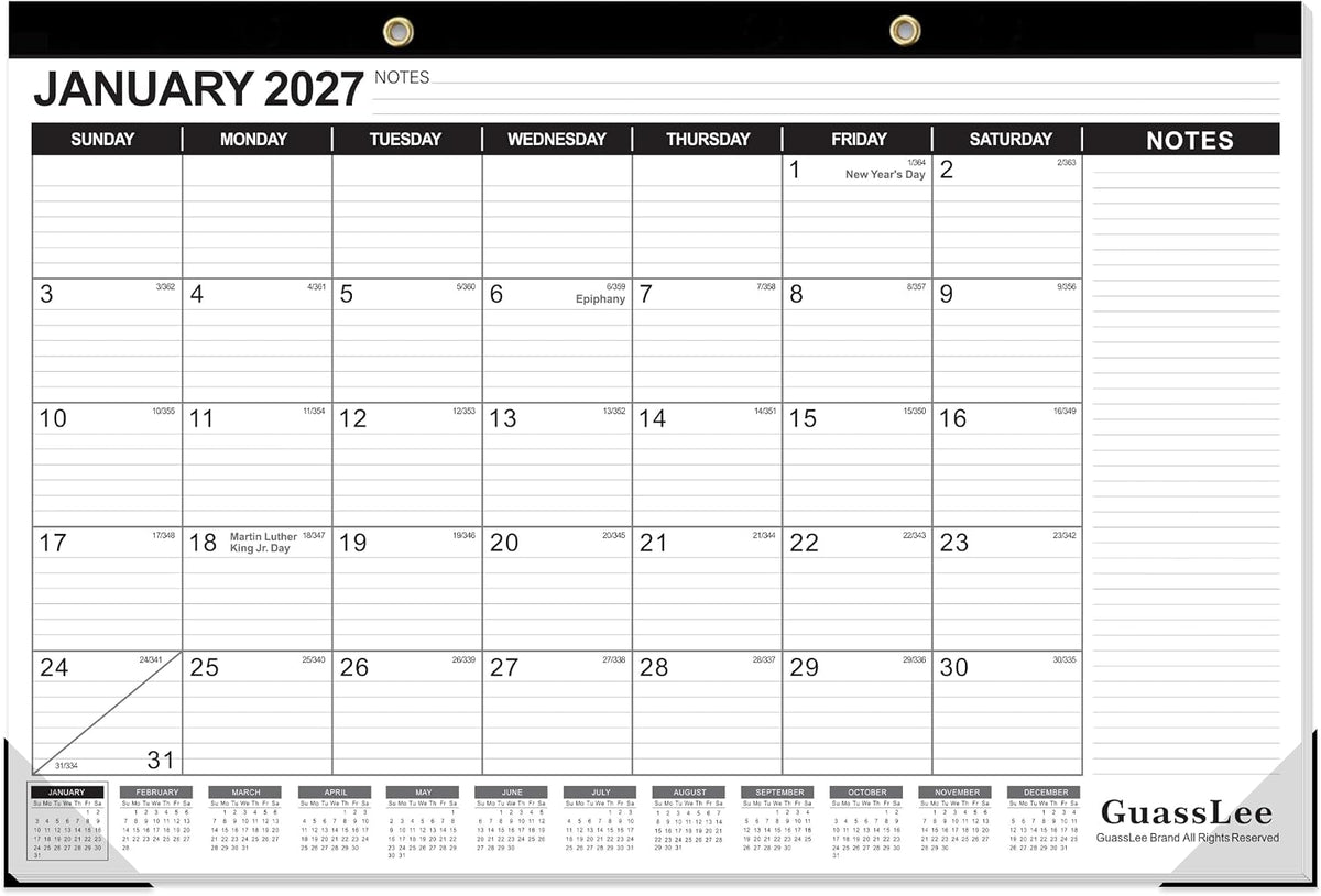 GuassLee Extra Large Desk Calendar 2027-2028, 18 Months, 30"x20"