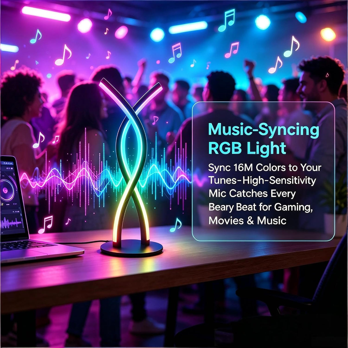 Modern Spiral LED Desk Lamp, Smart RGB Table Lamp with Music Sync & APP C...