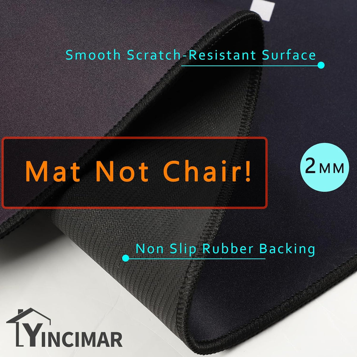 Yincimar Gaming Chair Mat for Hardwood Floor,Anti-Slip Floor Protector Game C...