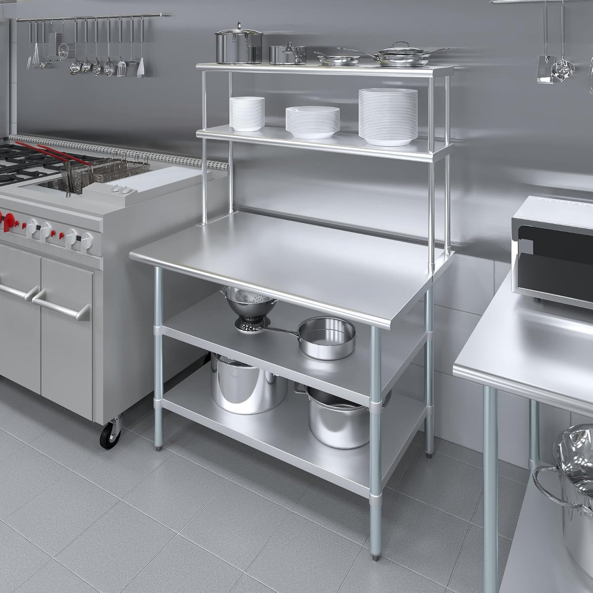 Amgood Stainless Steel Work Table with 2 Shelves | 30" x 48" Table ...