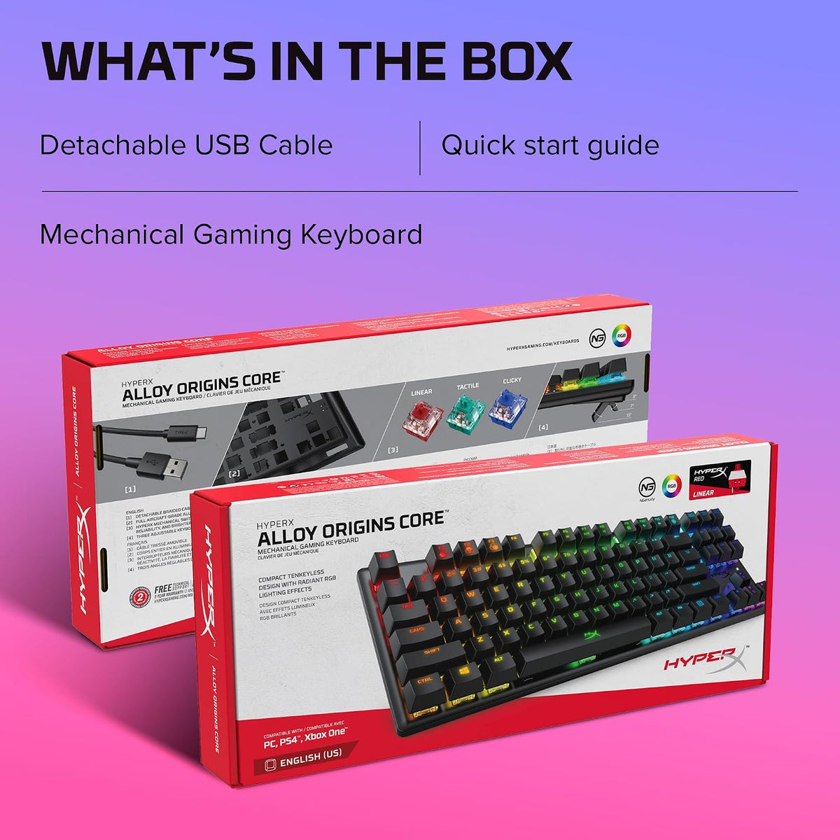 HyperX Alloy Origins Core - Tenkeyless Mechanical Gaming Keyboard, Software C...