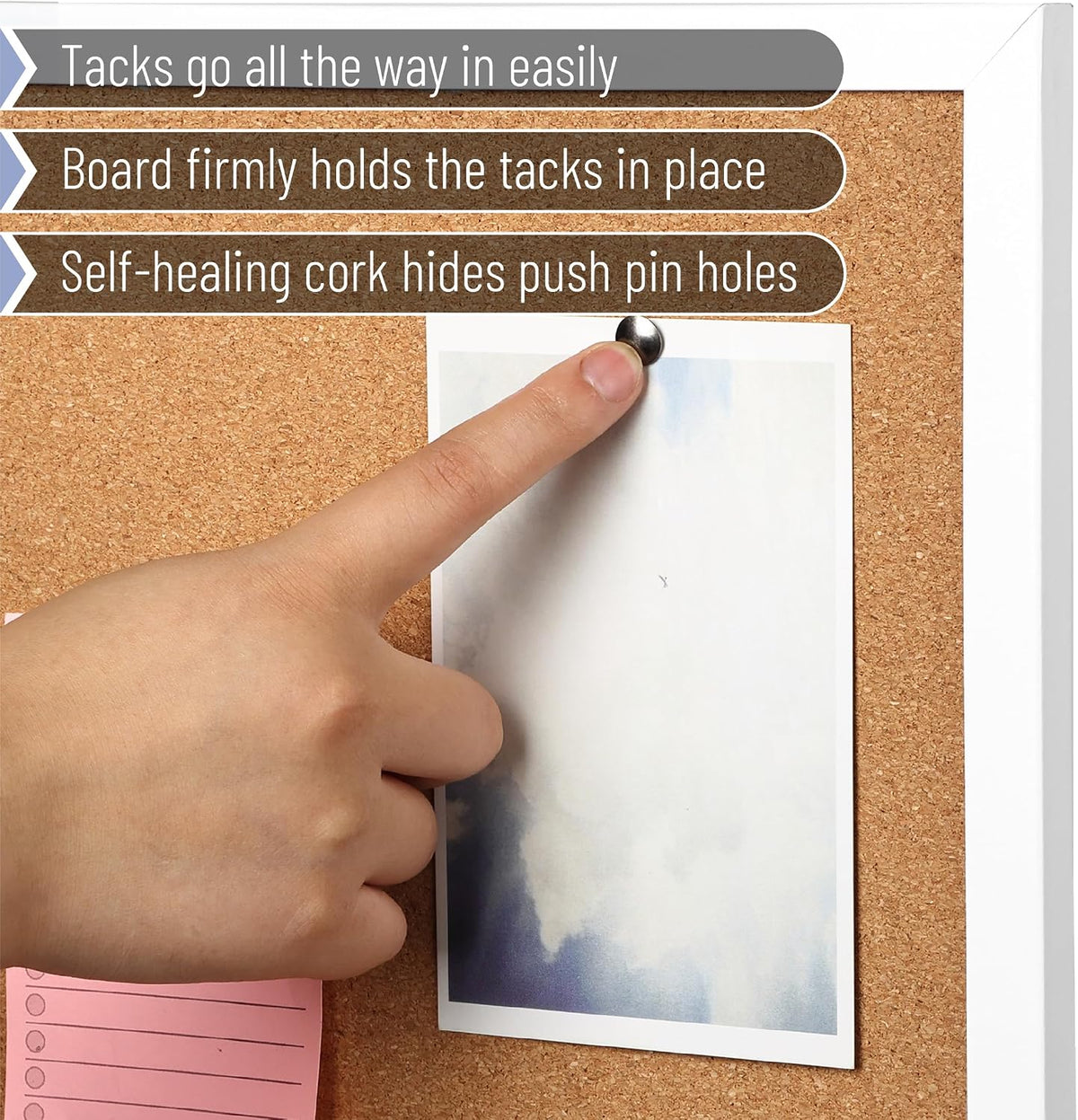 Mr. Pen- Cork Board, 24”x36”, White Frame, Cork Bulletin Board