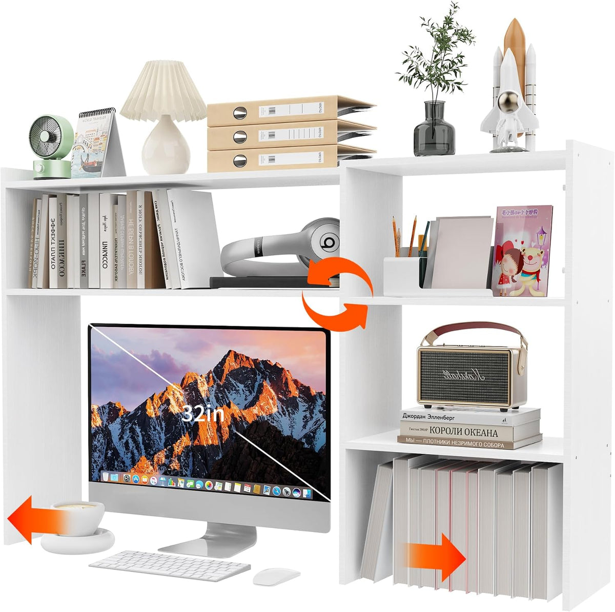 Aetheris Desktop Bookshelf, 43”Adjustable Office Desktop Organizer Shelf, Cou...