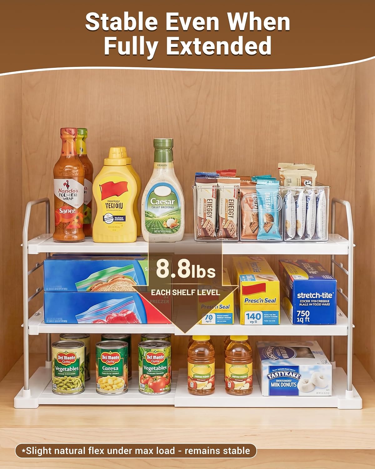 EVERIE 3-Tier Cabinet Organizer, 2-Pack Expandable Shelves for Foil & Wrap