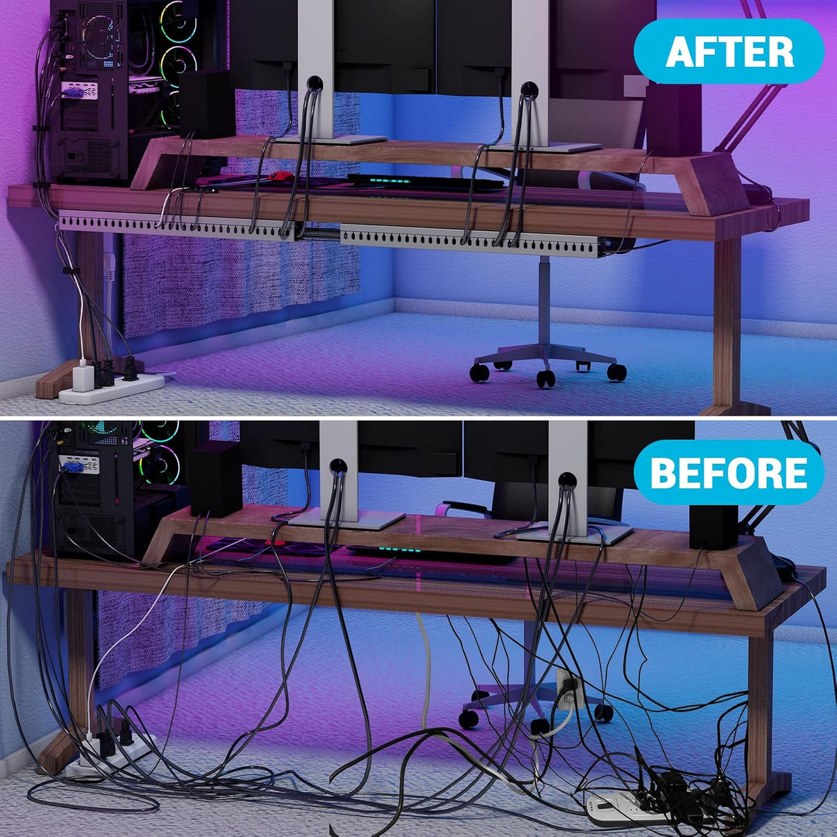 Open Slot Wire Duct Kit, 125.6"(8 x 15.7) Server Rack Cable Management, ...