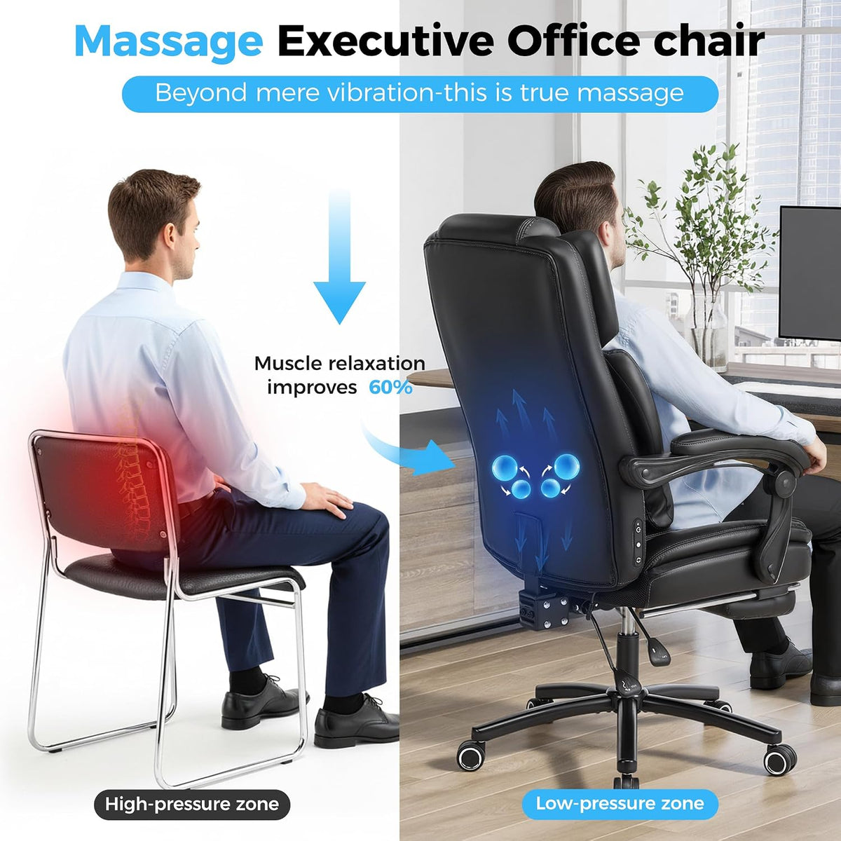 500lbs 3D Kneading Massage Office Chair with FootRest, Big and Tall Ergonomic...