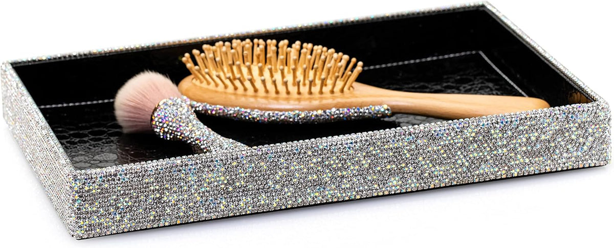 TISHAA Bling Decorative Tray Holder – Makeup Cosmetic Jewelry Ring Key Displa...